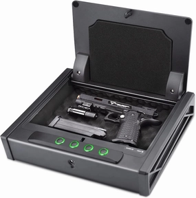 SOULYI Digital Gun Safe for 3 Pistols Safe DOJ Certified with 3 Quick Access Handgun Safe, Keypad Matt Black Bedside Firearm Safety Car Safe Hardened Steel Lock Box