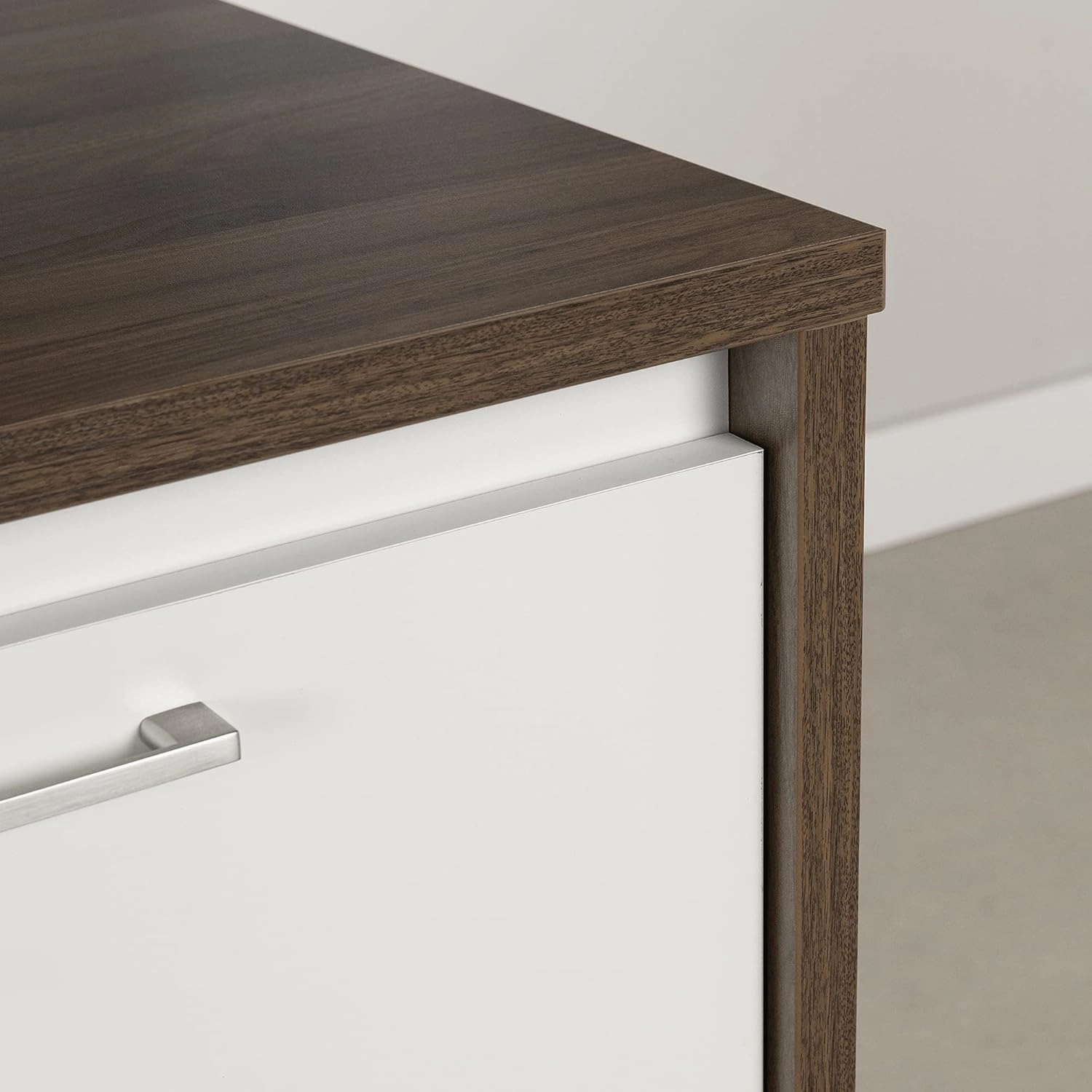 South Shore Kitchen Island, Natural Walnut and White