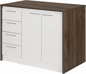 South Shore Kitchen Island, Natural Walnut and White
