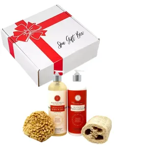Spa Gift Set for Women " Bath and Shower Experience" 4-Piece Tropical Scent Gift Set with Body Wash Body, Body Lotion, Natural Sponge and Loofah $64 Value