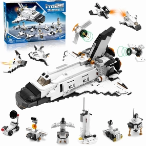 Space Shuttle Building Toys, 25-in-1 Aerospace Building Kit for Kids to Assemble a Big Spaceship or 12 Small Different Space Probe, Best Present for Boys and Girls Aged 6 7 8 9 10 11 12 13 14 , 586PCS