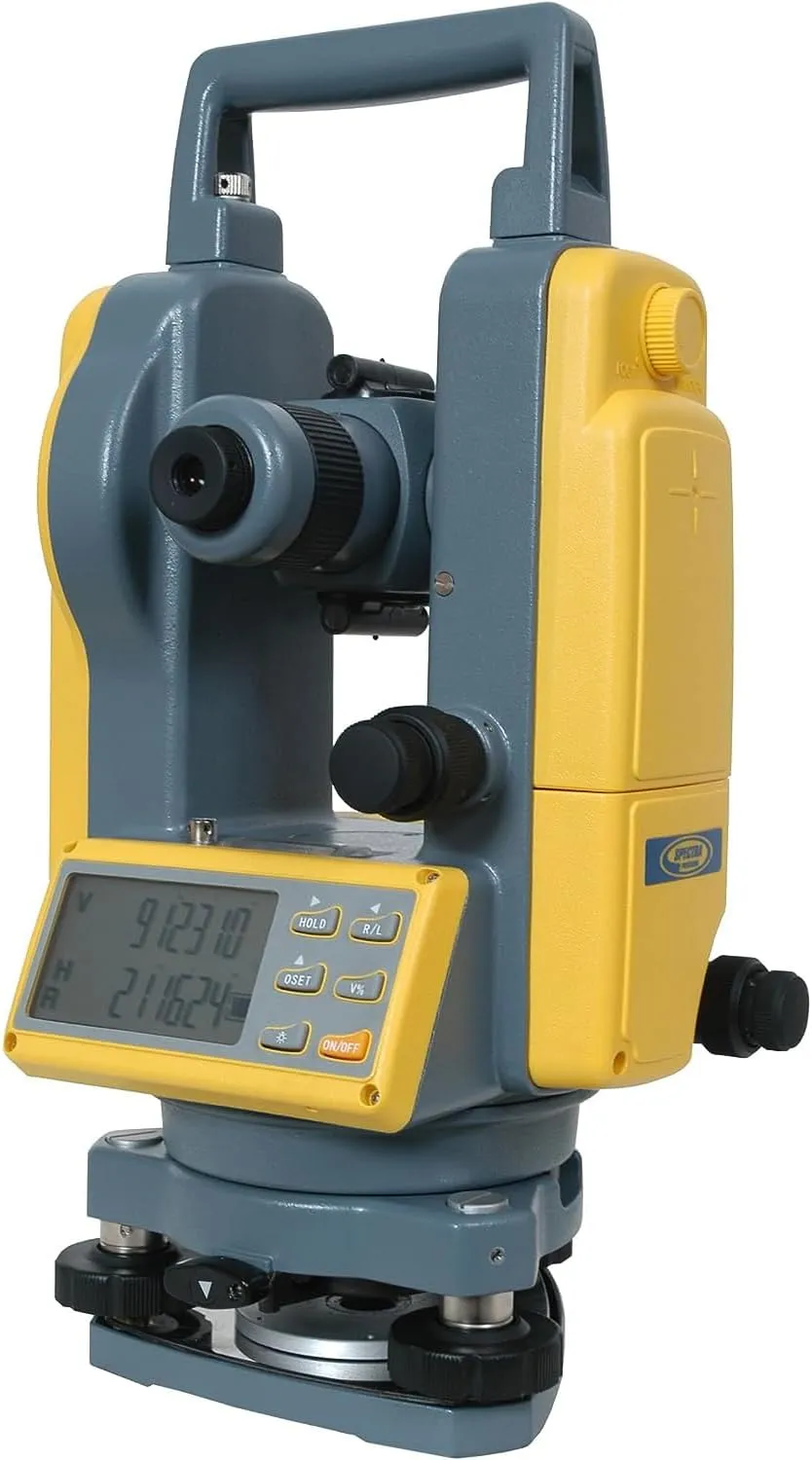Spectra Precision DET-2 Digital Electronic Theodolite, Construction Surveying Equipment Set, Rechargeable and Alkaline Batteries, Carry Case