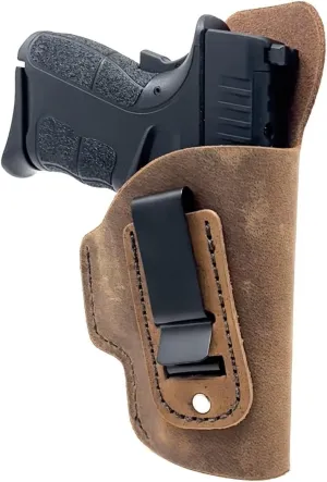 Springfield Armory XDS 3.3 Holster- IWB Leather Holster - Concealed Carry Holster - Natural Water Buffalo Hide - Soft Sided Leather Inside The Waistband (IWB) Concealed Carry Holster- IWB Holster