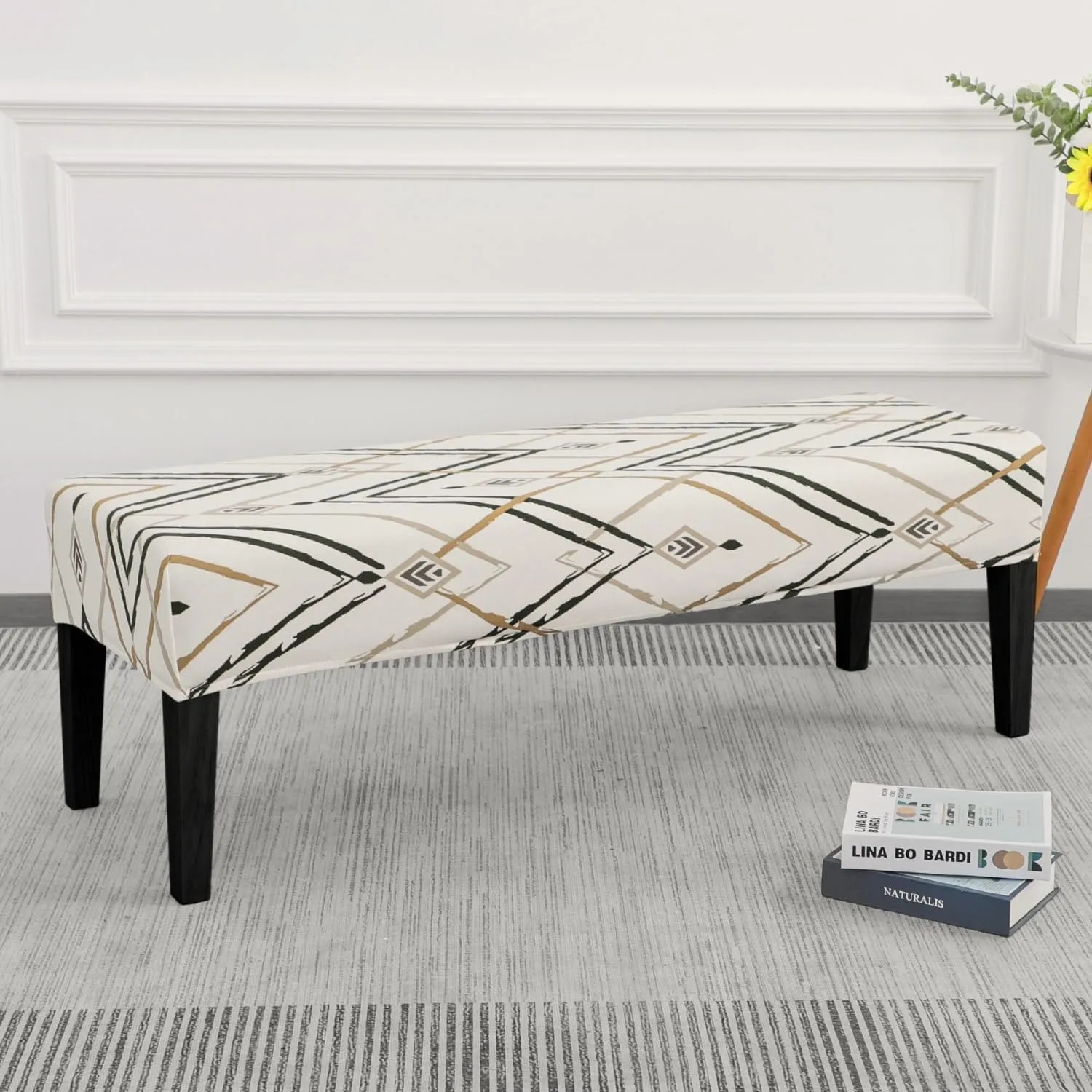 SPRINGRICO Stretch Dining Bench Cover, Removable Bench Slipcover Washable Bench Seat Protector Rectangle Bench Cover for Dining Room, Living Room, Bedroom, Kitchen (Lucid Calm)