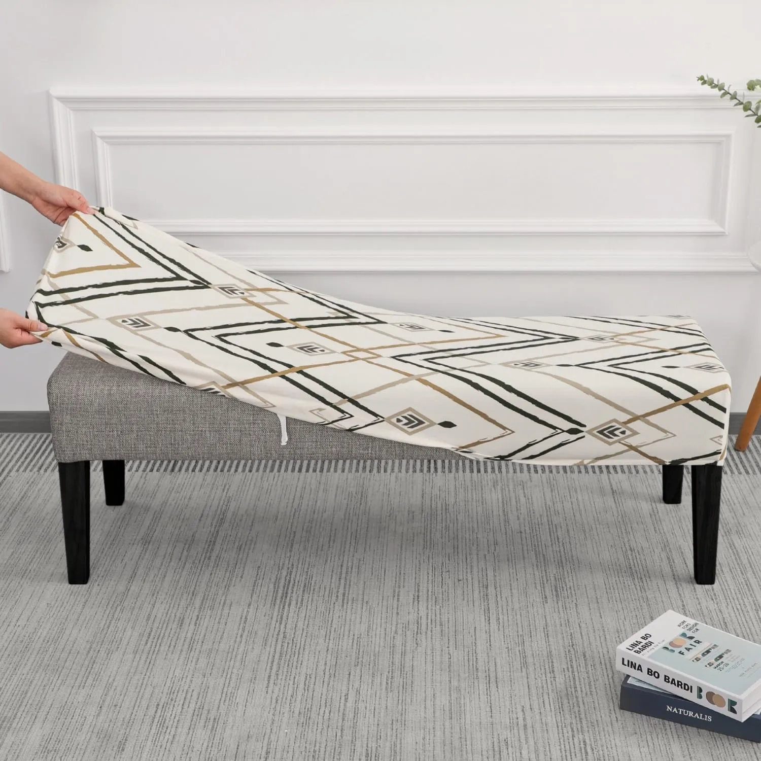 SPRINGRICO Stretch Dining Bench Cover, Removable Bench Slipcover Washable Bench Seat Protector Rectangle Bench Cover for Dining Room, Living Room, Bedroom, Kitchen (Lucid Calm)