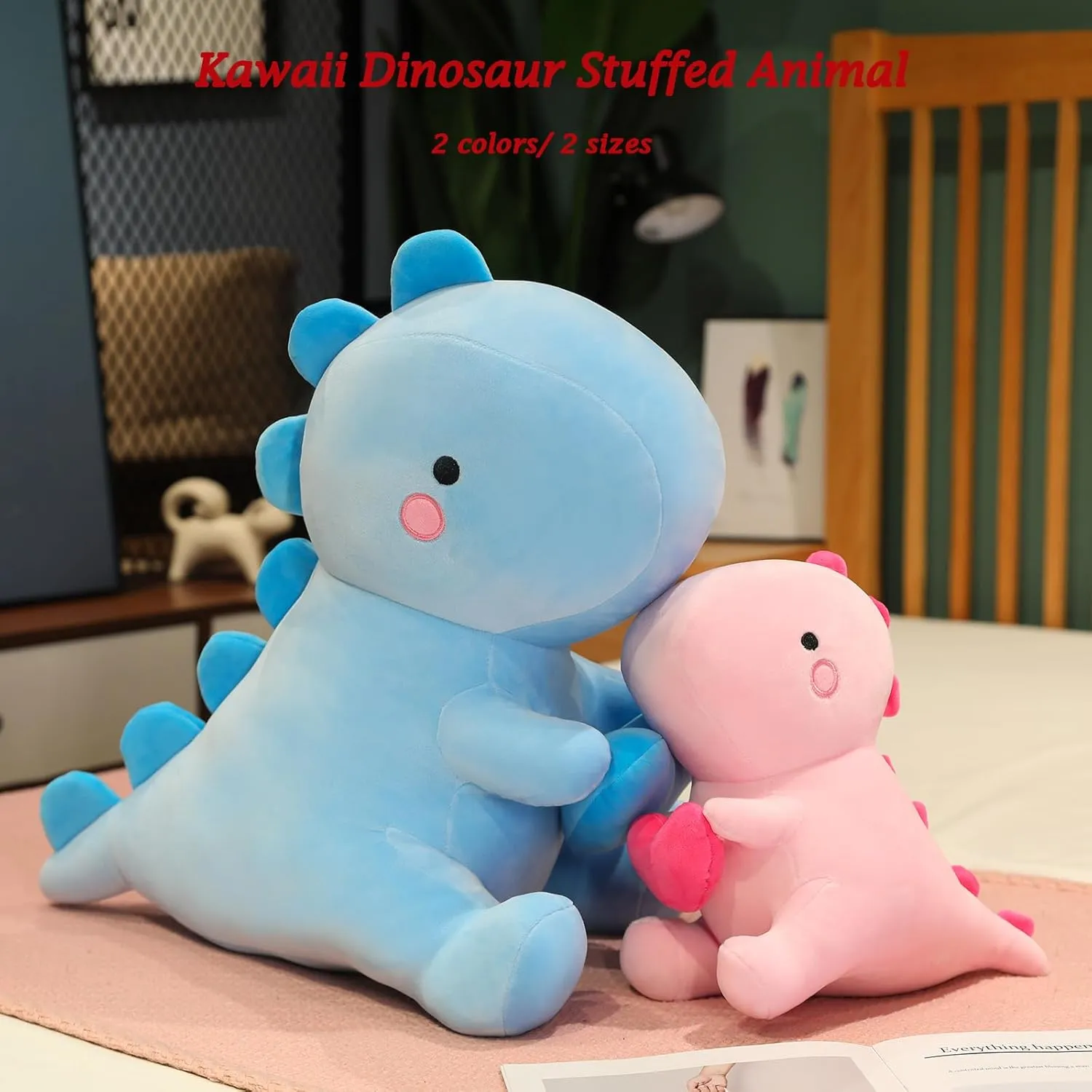 SQEQE Dinosaur Stuffed Animal, Loving Soft Dino Plush Toys with Holding Heart for Valentine Day, Sweet Romantic Anniversary Birthday Gift for Her Girls Boys Girlfriend(Blue,12 inch)