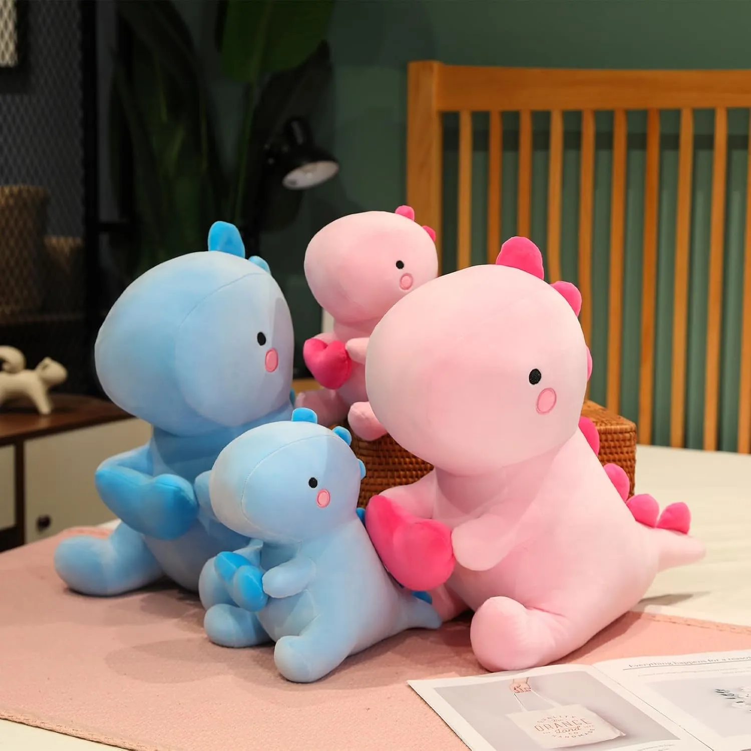 SQEQE Dinosaur Stuffed Animal, Loving Soft Dino Plush Toys with Holding Heart for Valentine Day, Sweet Romantic Anniversary Birthday Gift for Her Girls Boys Girlfriend(Blue,12 inch)