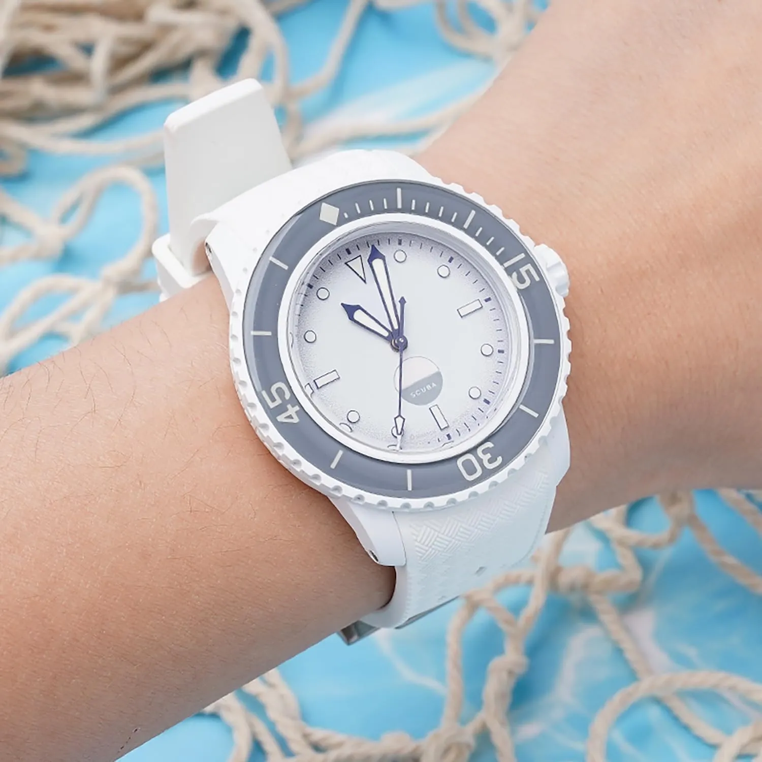 Stanchev Strap for Blancpain Swatch,22mm Silicone Replacement Strap for Blancpain x Swatch Fifty Fathoms,Hollow Out Ventilate Strap for Swatch Blancpain Men Women