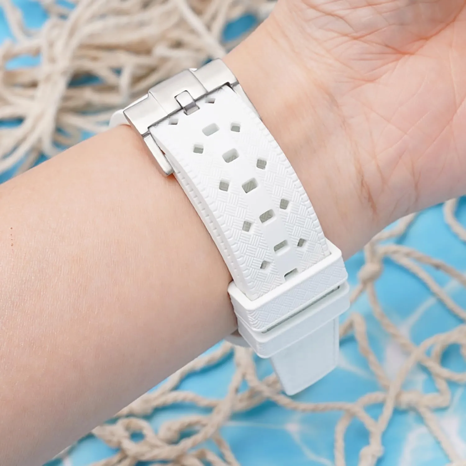 Stanchev Strap for Blancpain Swatch,22mm Silicone Replacement Strap for Blancpain x Swatch Fifty Fathoms,Hollow Out Ventilate Strap for Swatch Blancpain Men Women