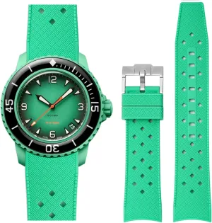 Stanchev Strap for Blancpain Swatch,22mm Silicone Replacement Strap for Blancpain x Swatch Fifty Fathoms,Hollow Out Ventilate Strap for Swatch Blancpain Men Women