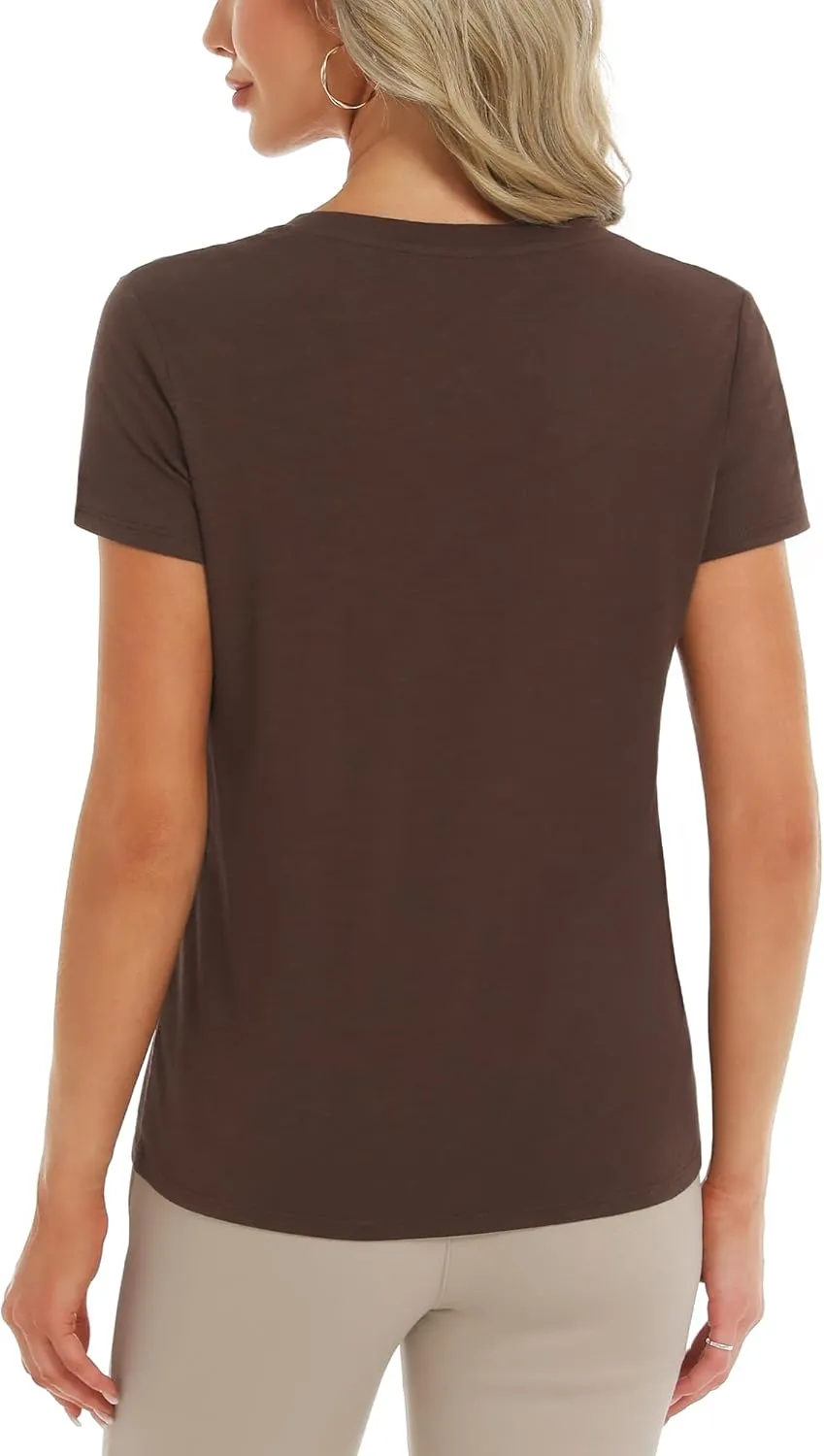 Stelle Womens Modal Soft T Shirts Short Sleeve V Neck Basic Tee Casual Loose Fit Tops Lightweight Soft Summer Outfits Clothes