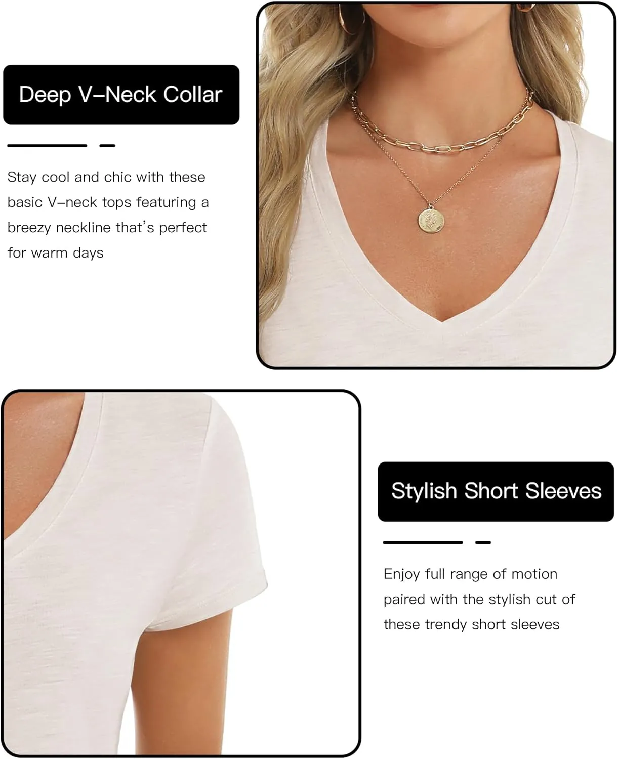 Stelle Womens Modal Soft T Shirts Short Sleeve V Neck Basic Tee Casual Loose Fit Tops Lightweight Soft Summer Outfits Clothes