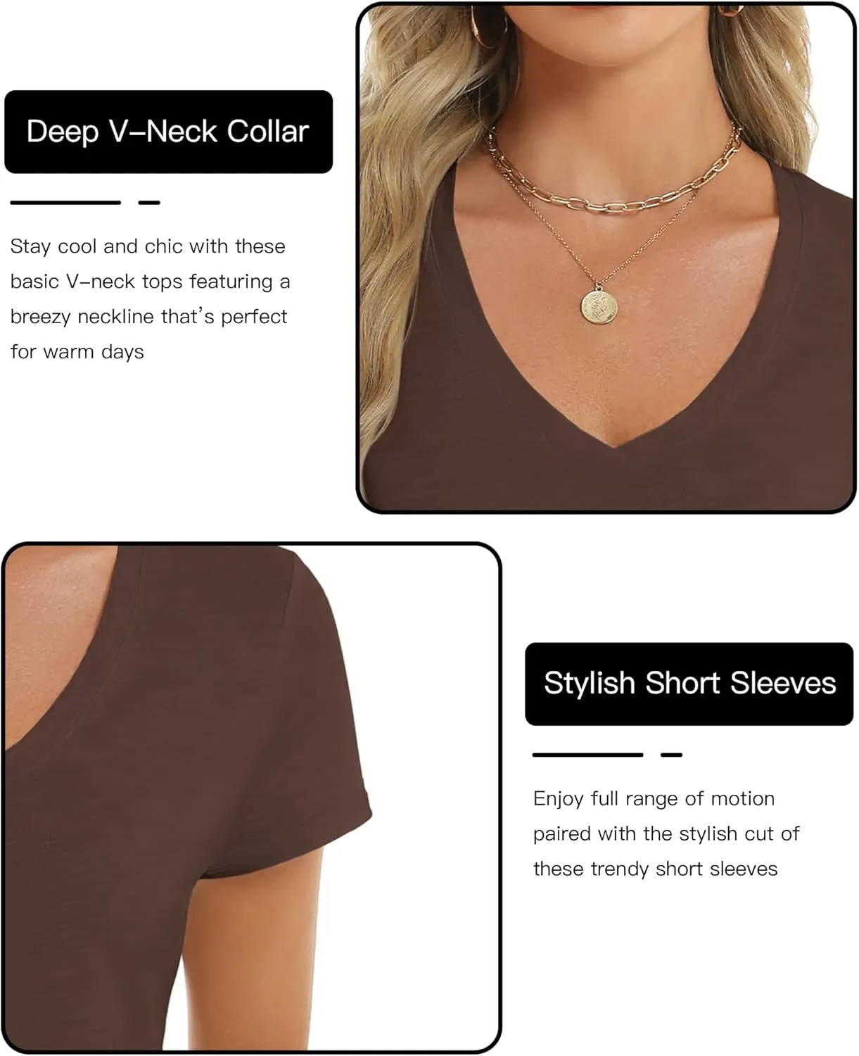 Stelle Womens Modal Soft T Shirts Short Sleeve V Neck Basic Tee Casual Loose Fit Tops Lightweight Soft Summer Outfits Clothes