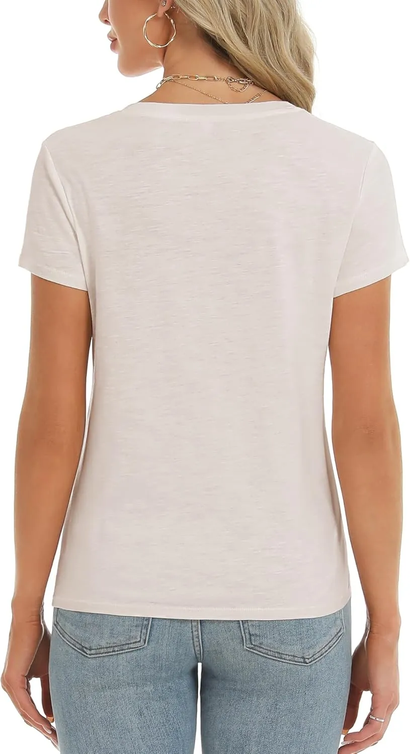 Stelle Womens Modal Soft T Shirts Short Sleeve V Neck Basic Tee Casual Loose Fit Tops Lightweight Soft Summer Outfits Clothes