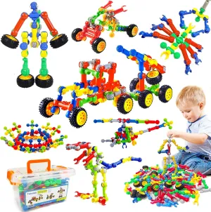 STEM Building Toys for 3 4 5 6 7 8  Year Old Boys Girls, 125 PCS Building Blocks Stem Toy for Boys Age 3-5 4-6 6-8, Kids Educational Learning Game with Large Storage Box