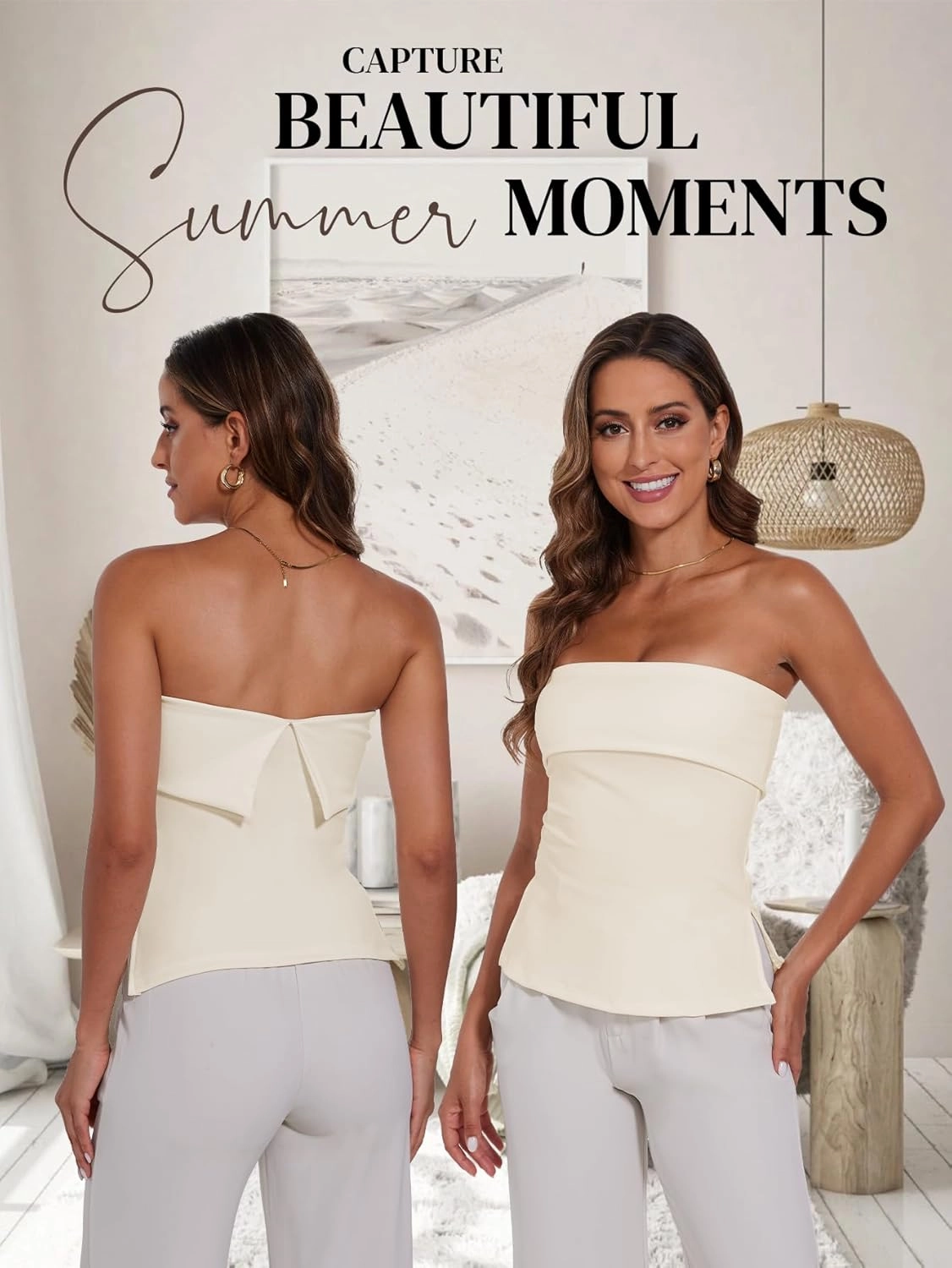 Strapless Tube Tops for Women Backless Going Out Bandeau Top Sexy Trendy Off Shoulder Side Split Summer Bustier Tops