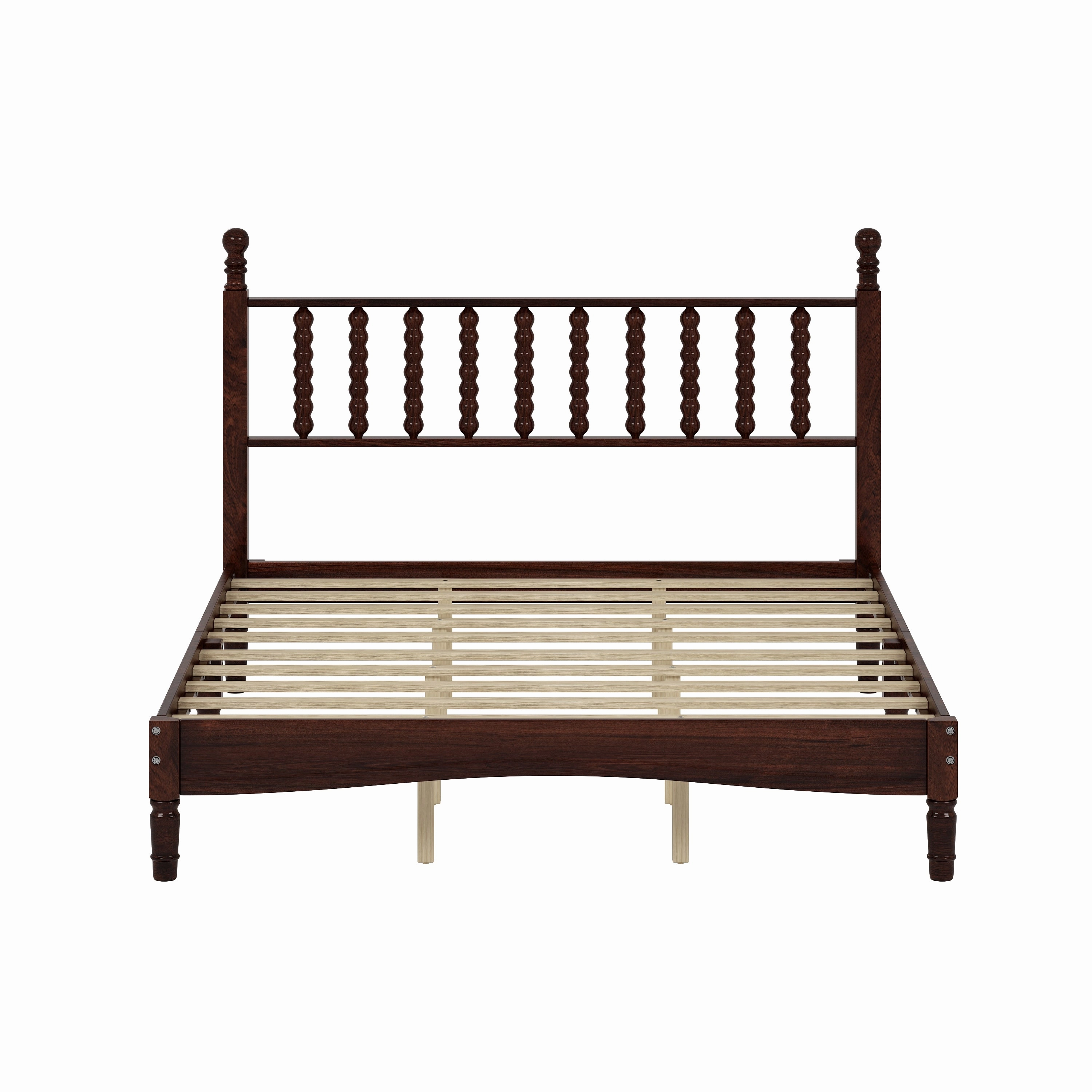 Streamdale Queen Bed Set with Retro Gourd Headboard, Storage Nightstand, Bench
