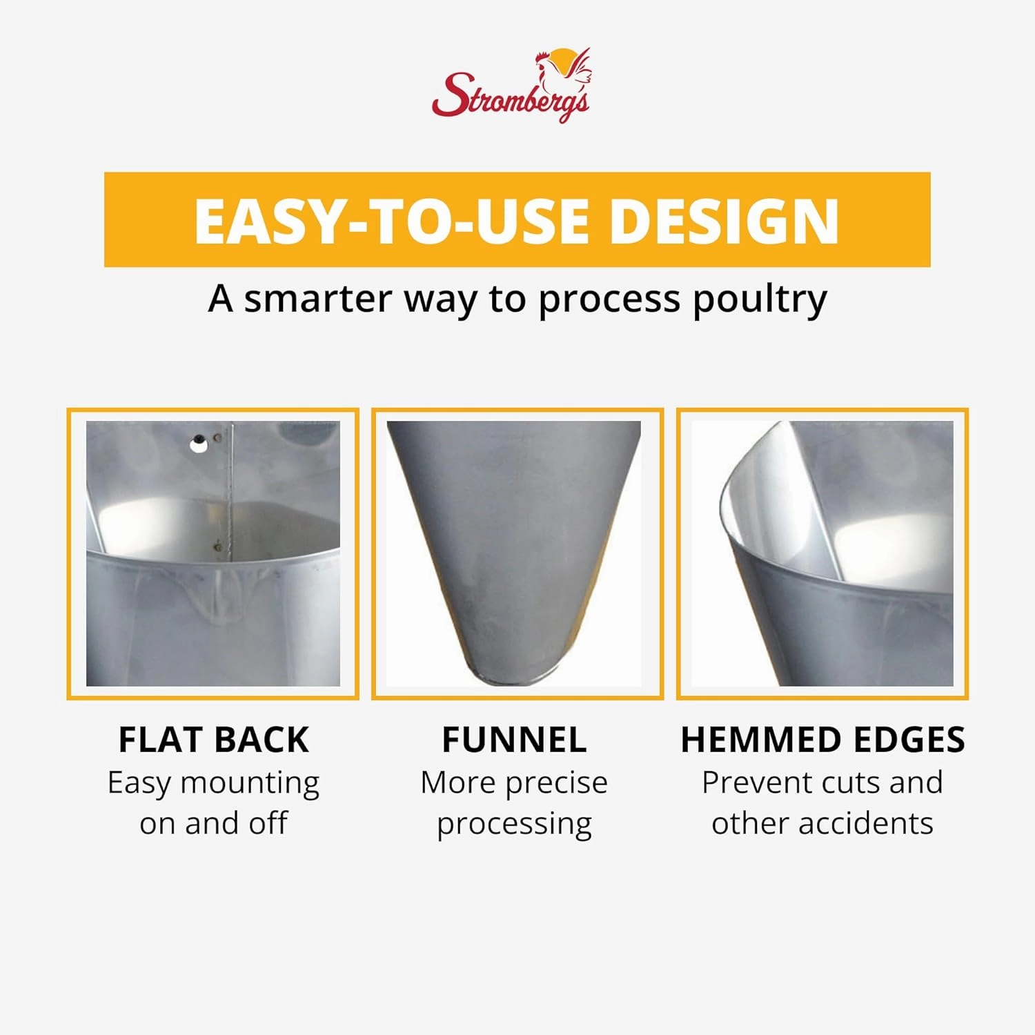 Stromberg's Poultry Processing Killing Cone, Galvanized Steel Restraining Cone for Chickens, Game Birds, Ducks, Geese, & Turkeys, Heavy-Duty, Rust-Resistant, Safe Hemmed Edges, Medium