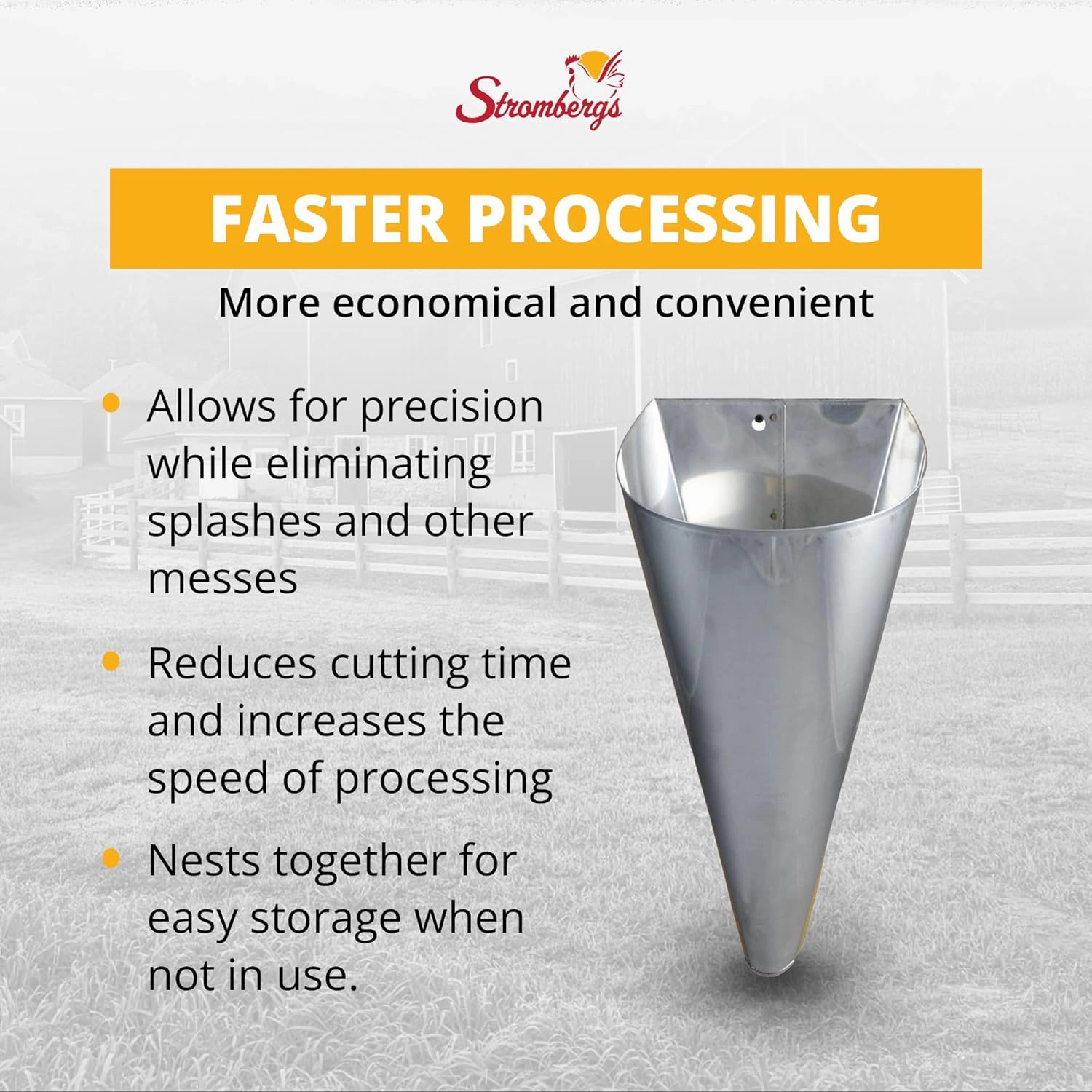 Stromberg's Poultry Processing Killing Cone, Galvanized Steel Restraining Cone for Chickens, Game Birds, Ducks, Geese, & Turkeys, Heavy-Duty, Rust-Resistant, Safe Hemmed Edges, Medium