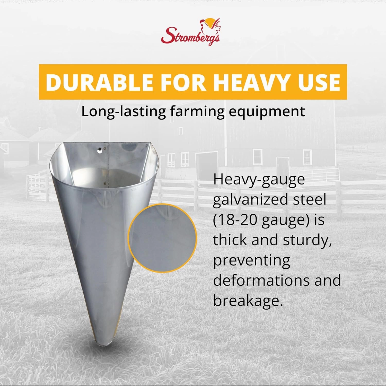 Stromberg's Poultry Processing Killing Cone, Galvanized Steel Restraining Cone for Chickens, Game Birds, Ducks, Geese, & Turkeys, Heavy-Duty, Rust-Resistant, Safe Hemmed Edges, Medium