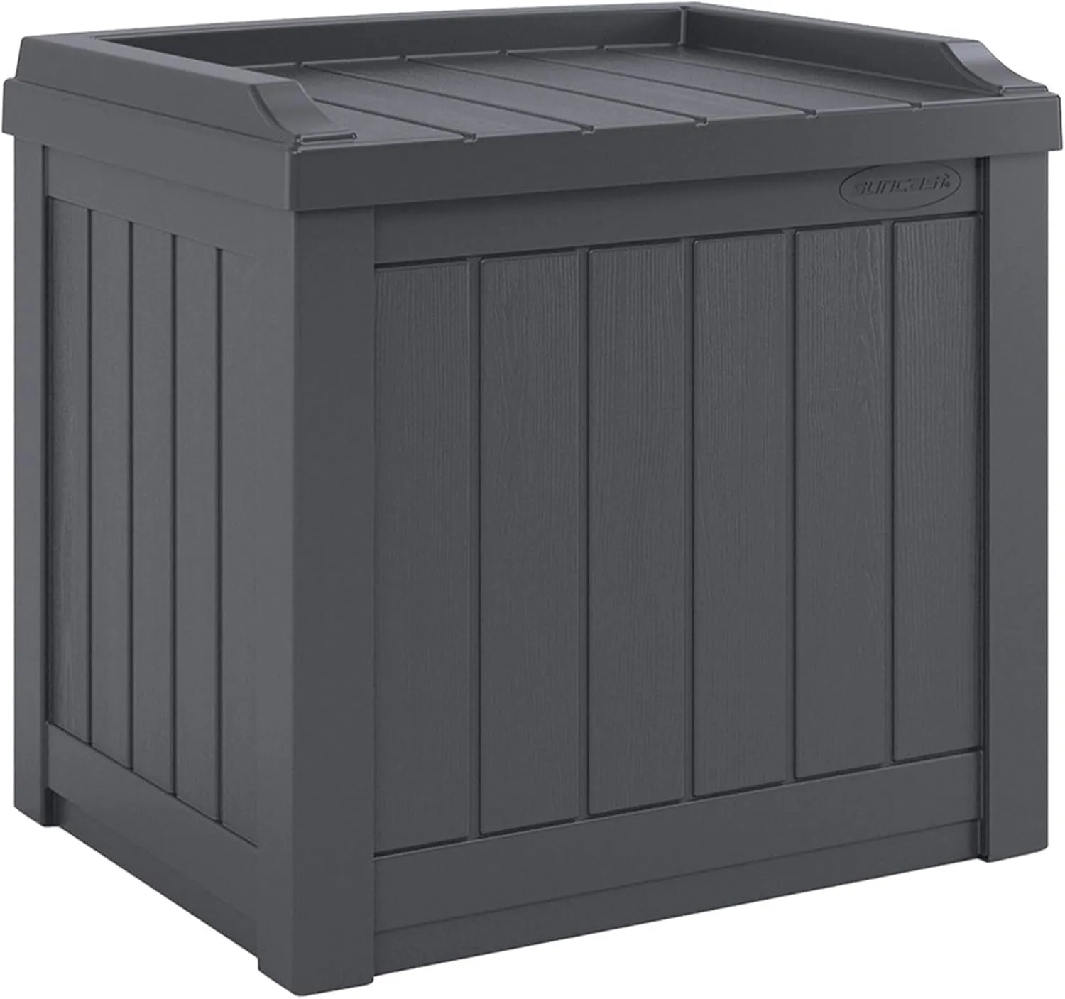 Suncast Small Deck Box Storage w/Bench Seat for Indoor & Outdoor Use, 22 Gal., Cyberspace