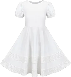 Sunny Fashion Girls Dress Pink Solid A-line Vintage Puff Sleeve Spring Summer