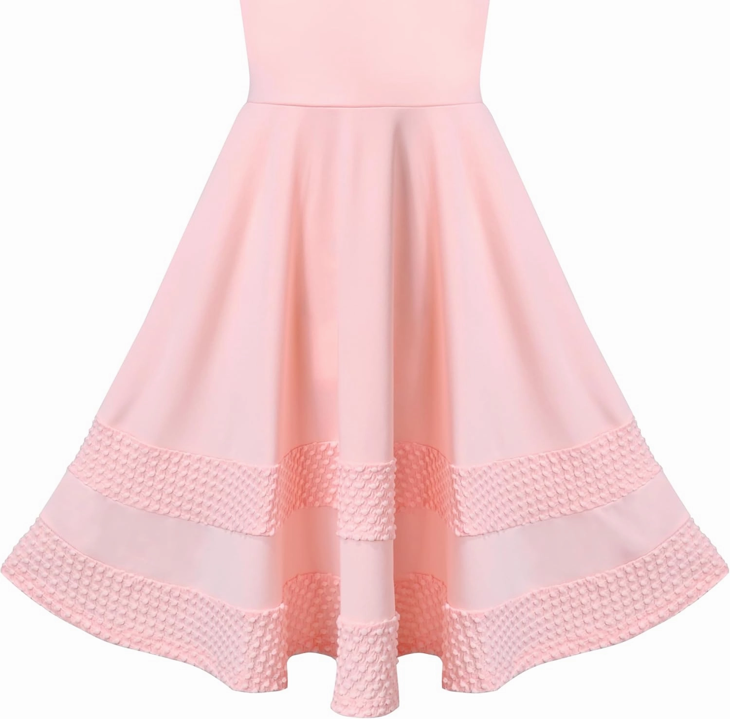 Sunny Fashion Girls Dress Pink Solid A-line Vintage Puff Sleeve Spring Summer