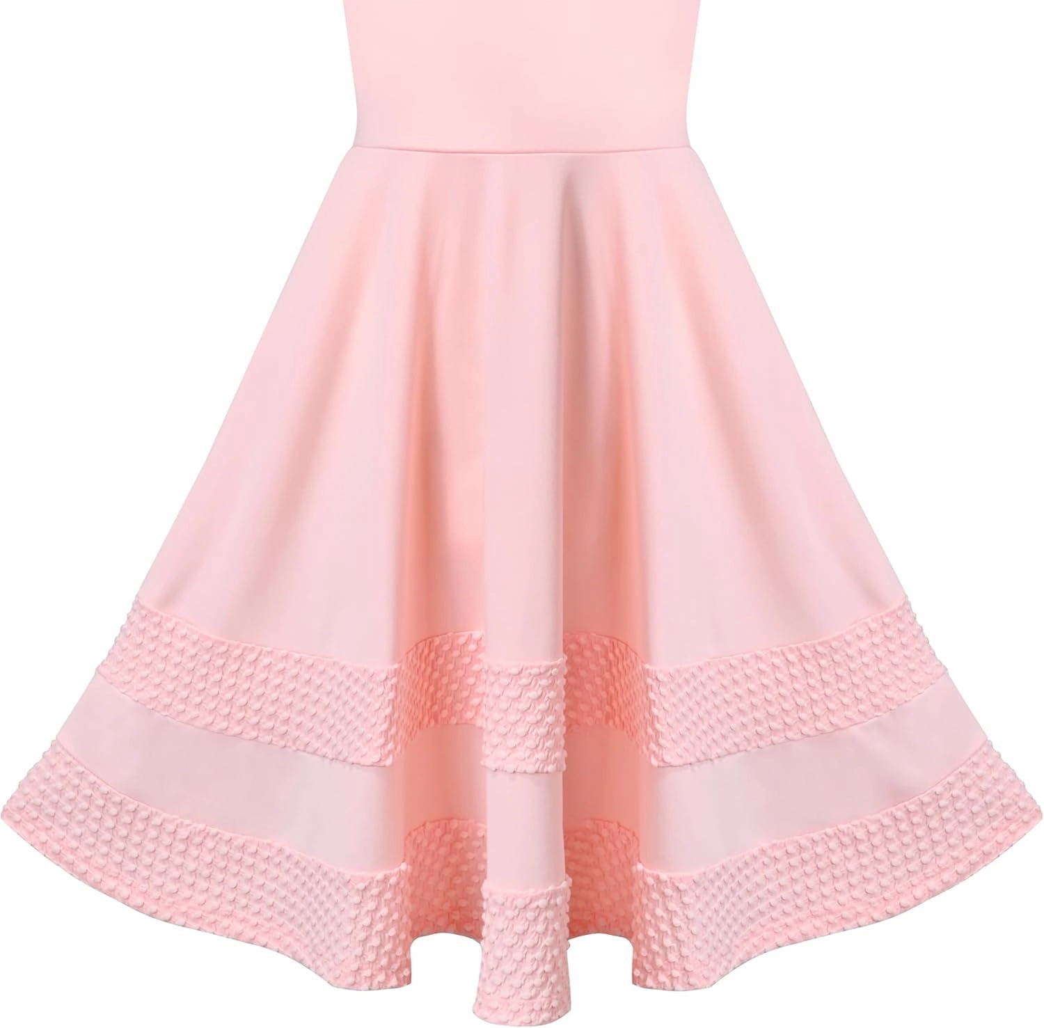 Sunny Fashion Girls Dress Pink Solid A-line Vintage Puff Sleeve Spring Summer