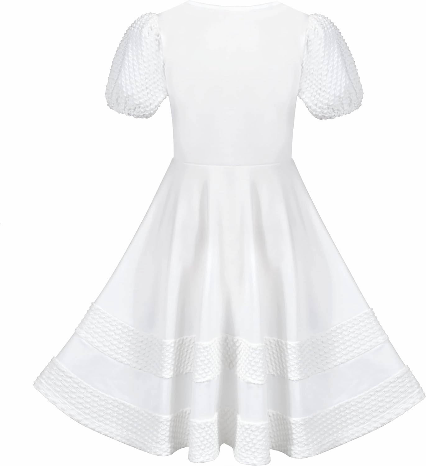 Sunny Fashion Girls Dress Pink Solid A-line Vintage Puff Sleeve Spring Summer