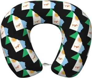 SVG Flag Map of Chaco Neck Pillow Memory Foam U-Shaped Travel Neck Pillow for Airplanes Car Home