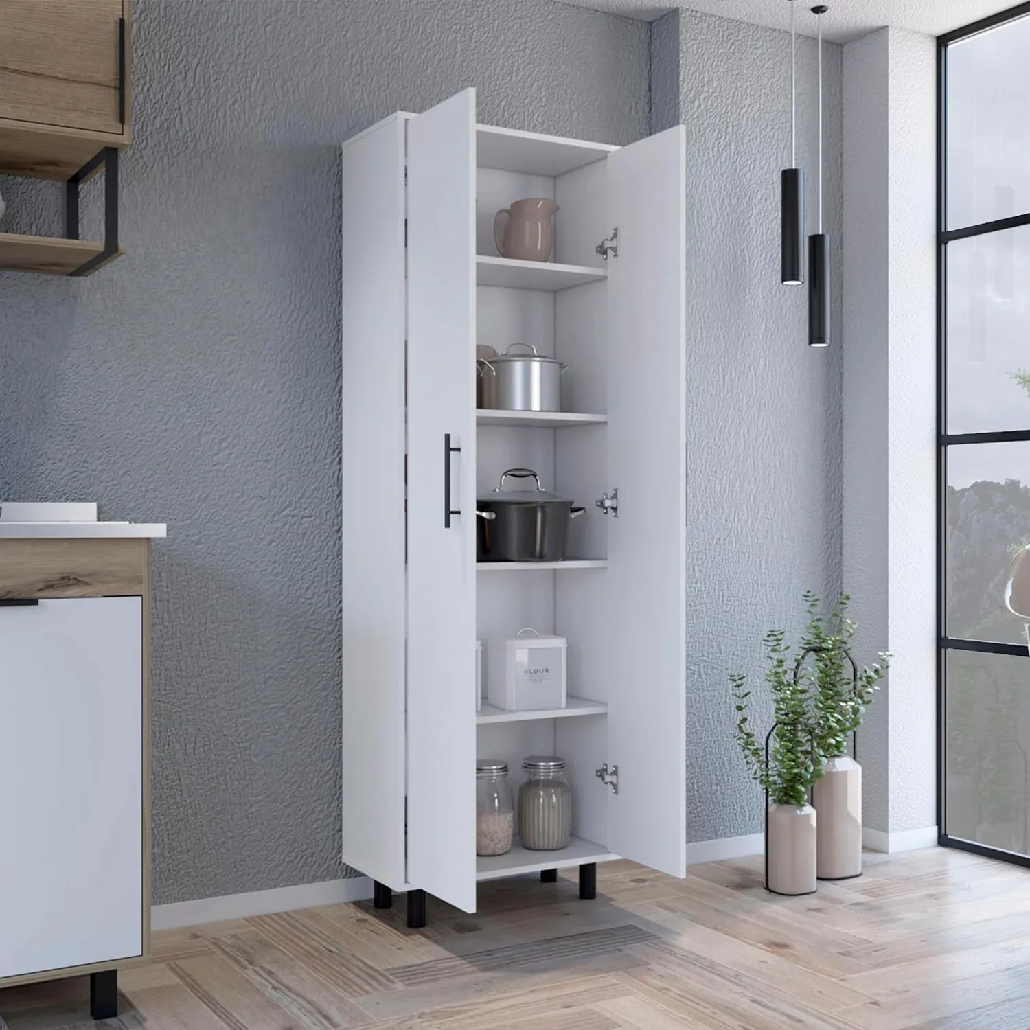 SVRCK Multistorage Manacor: Organize Your Home with Style, Five Shelves for -Free Living, Classic White Finish