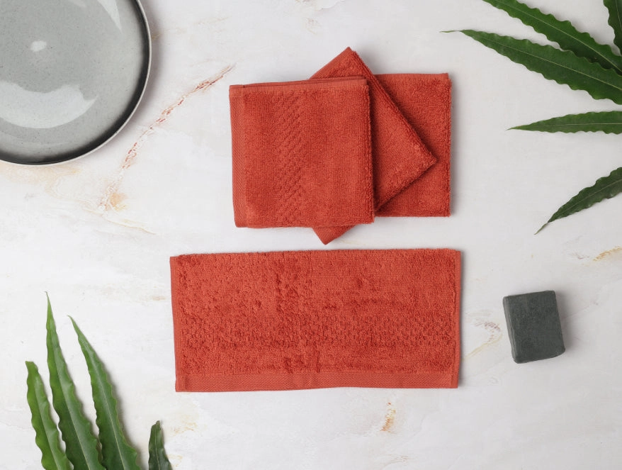 Swift Dry 100% Cotton Face Towel Set (4 Pcs)