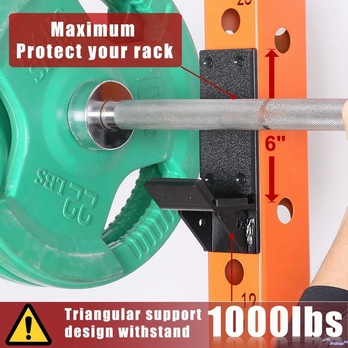 SYL Fitness J-Hooks for Squat/Power Rack - Available in 2"x2" and 3"x3", Heavy Duty J-Cups Barbell Holder with UHMV Pads