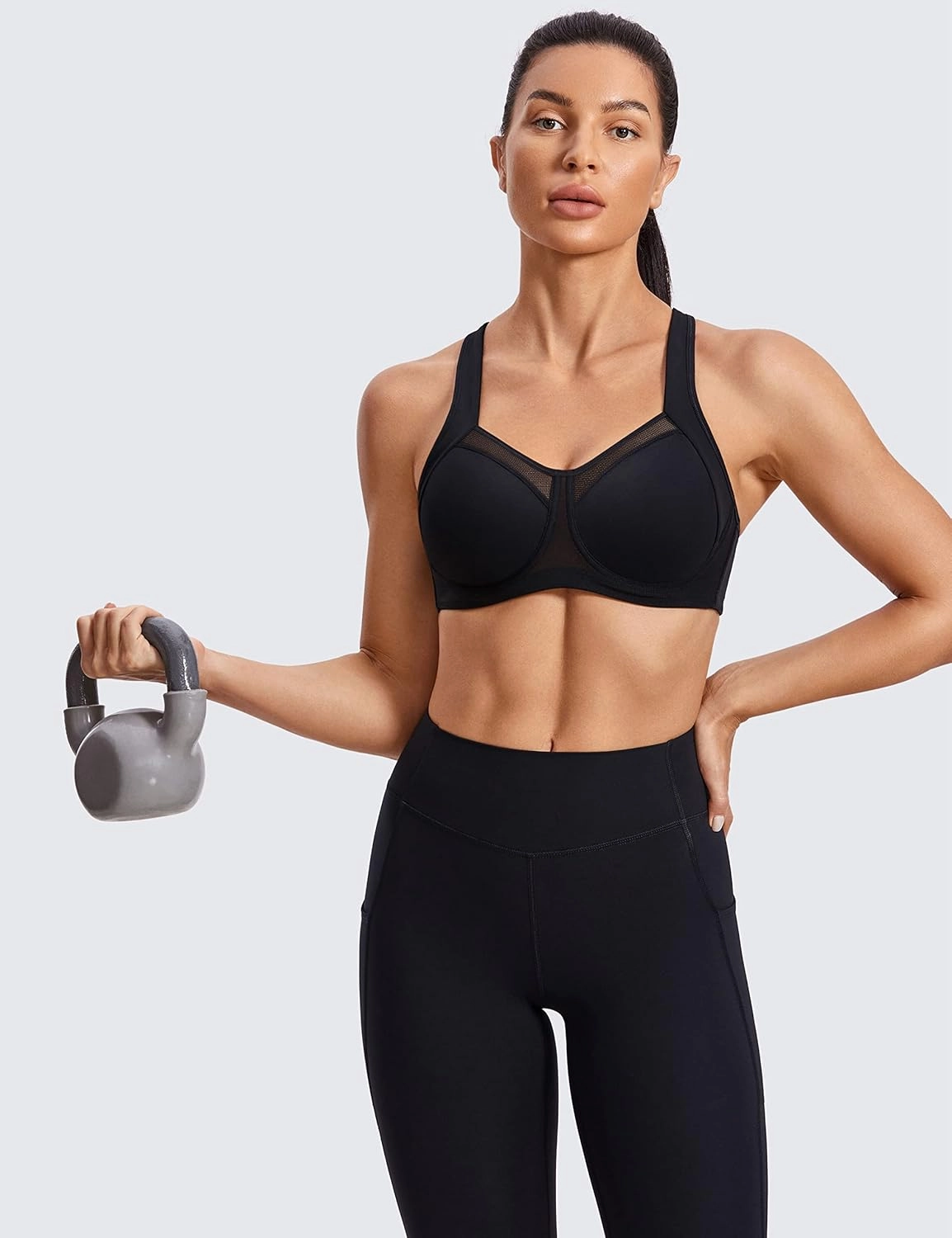 SYROKAN High Impact Sports Bras for Women High Support Unlined Underwire Racerback No Uniboob Workout Bra