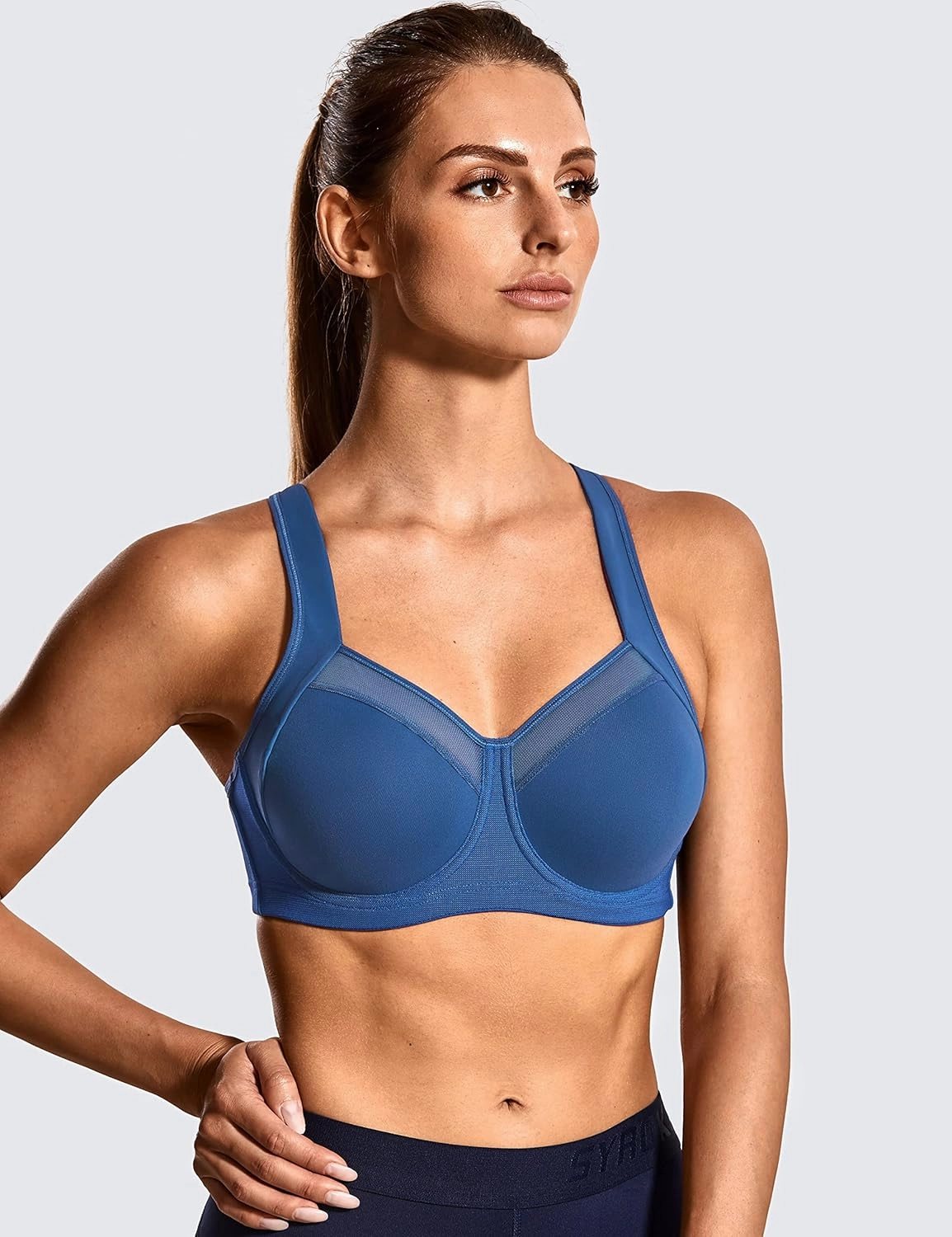 SYROKAN High Impact Sports Bras for Women High Support Unlined Underwire Racerback No Uniboob Workout Bra
