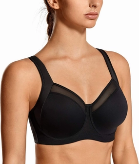 SYROKAN High Impact Sports Bras for Women High Support Unlined Underwire Racerback No Uniboob Workout Bra