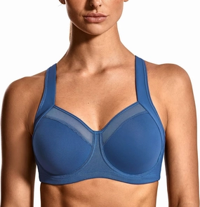SYROKAN High Impact Sports Bras for Women High Support Unlined Underwire Racerback No Uniboob Workout Bra