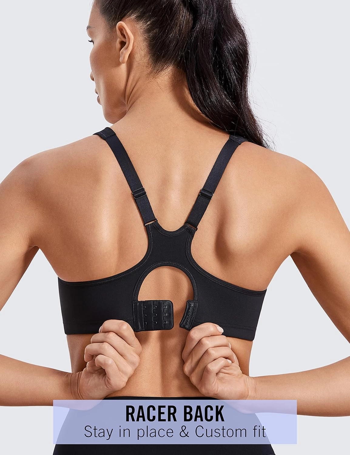 SYROKAN High Impact Sports Bras for Women High Support Unlined Underwire Racerback No Uniboob Workout Bra
