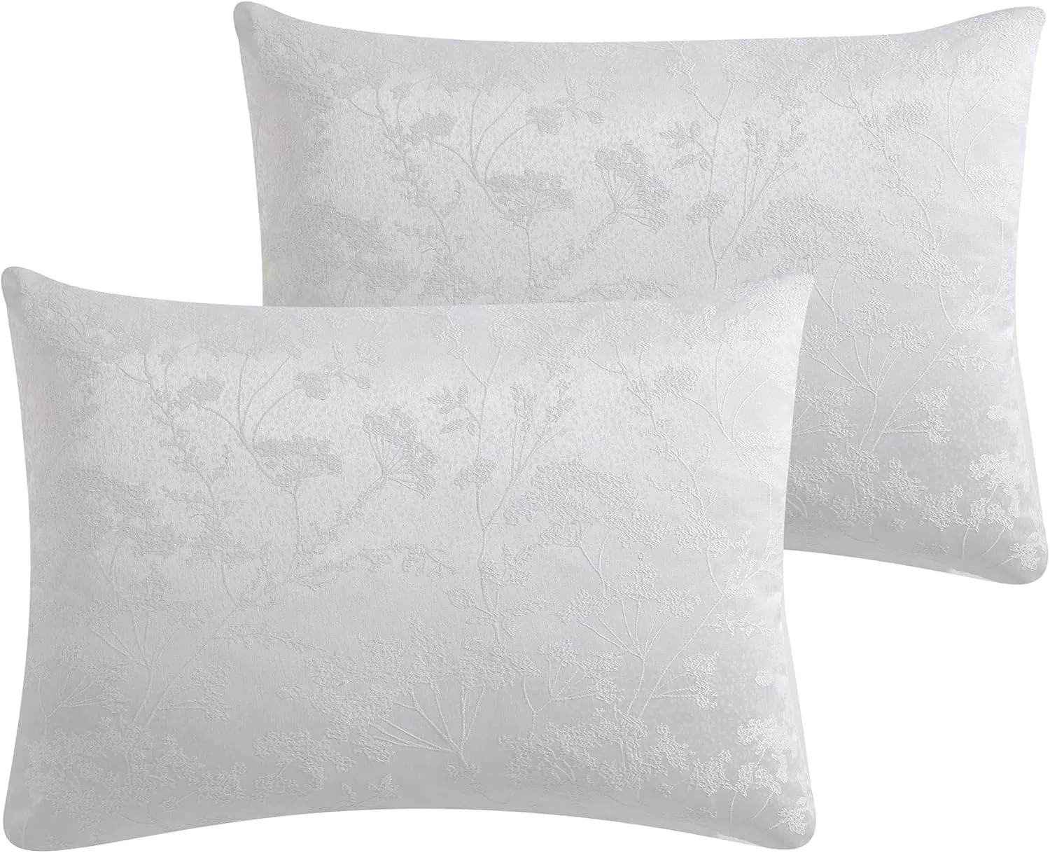 TAHARI Home - Queen Size Comforter, 5-Piece Jacquard Bedding Set with Matching Shams & Decorative Pillows (Nikka Collection, Coconut Milk)