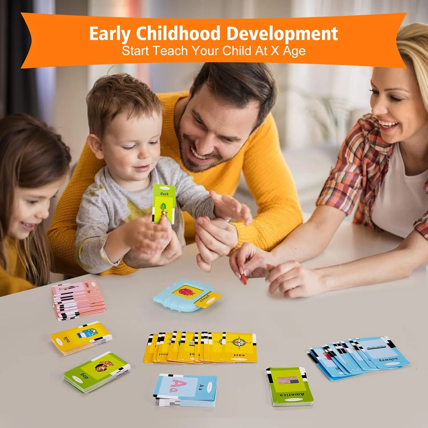 Talking Flash Cards with 384 Sight Words (Including Letters and Numbers), Montessori Educational Learning Interactive Toddler Toys, Speech Therapy and Autism Sensory Toys, Blue