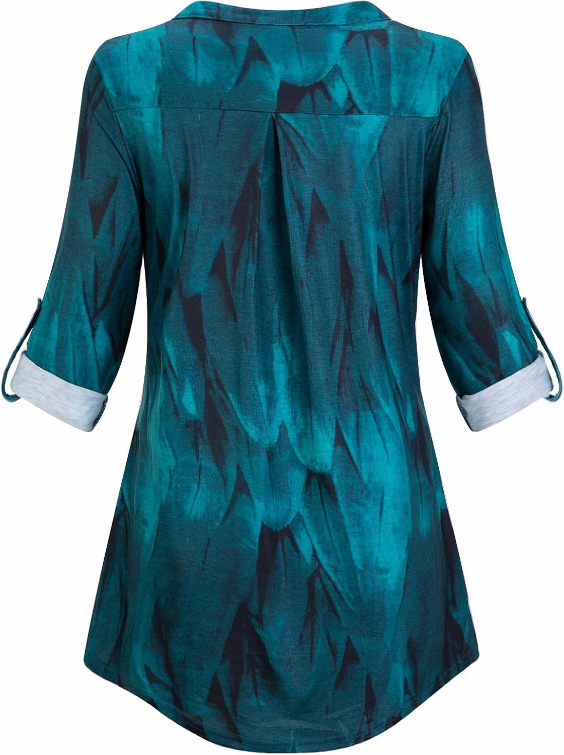 Tanst Sky Womens Casual Long Sleeve Zipped V Neck Plaid Tunic Blouses