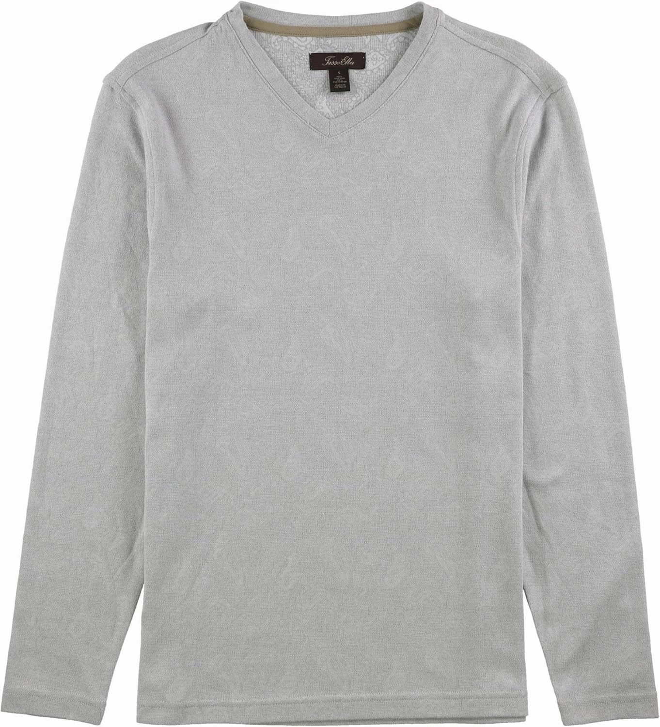 Tasso Elba Mens Jacquard Basic T-Shirt, Grey, Small