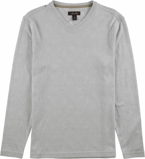 Tasso Elba Mens Jacquard Basic T-Shirt, Grey, Small
