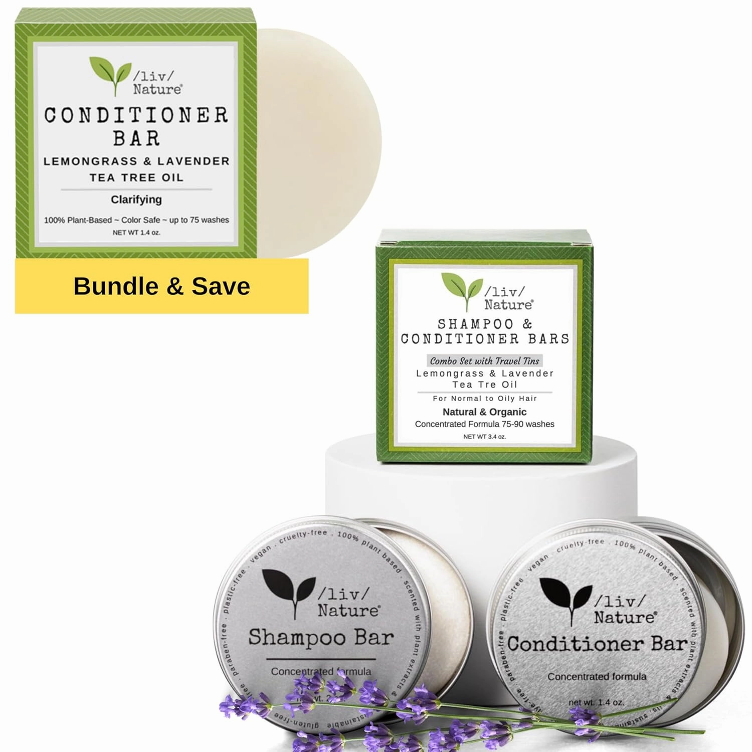 Tea Tree Shampoo Bar and Condtioner with Lemongrass and Lavender | Clarifying Shampoo Bar and Conditioner | Made in USA