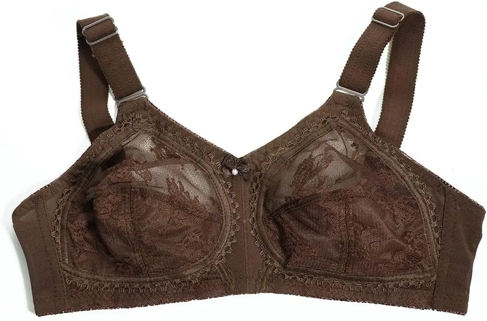 TELIMUSSTO Women's Floral Lace Bra Plus Size Firm Hold Non Wired Non Padded Full Coverage Minimizer