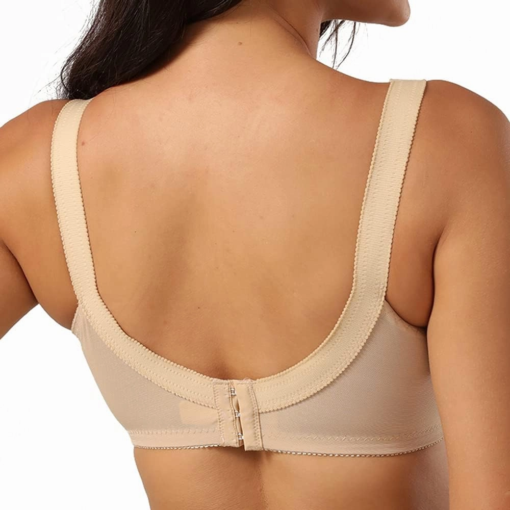 TELIMUSSTO Women's Floral Lace Bra Plus Size Firm Hold Non Wired Non Padded Full Coverage Minimizer