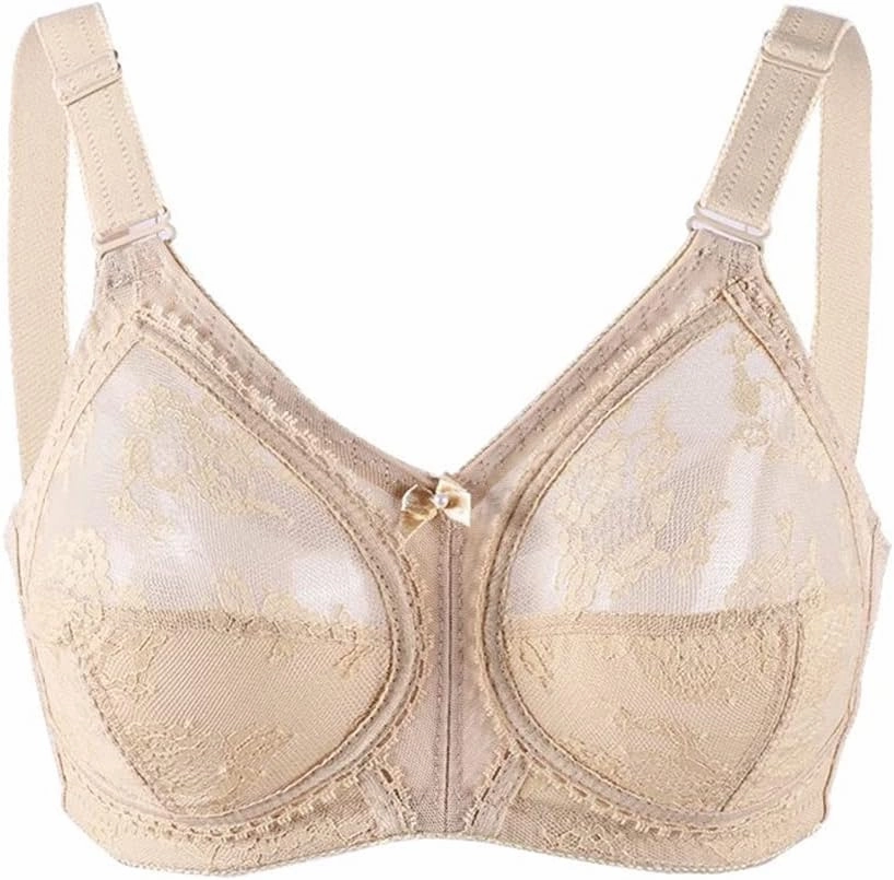 TELIMUSSTO Women's Floral Lace Bra Plus Size Firm Hold Non Wired Non Padded Full Coverage Minimizer