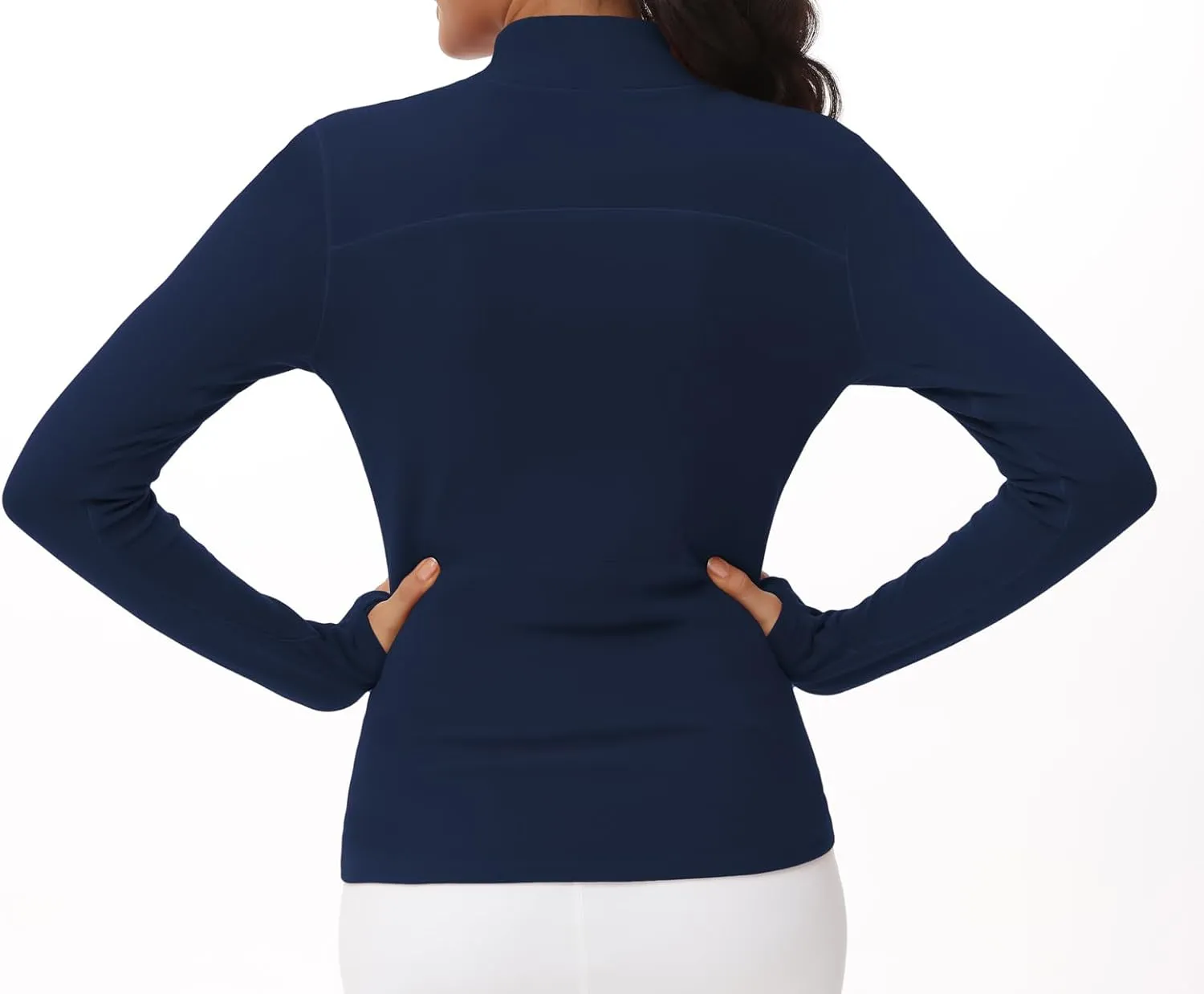 THE GYM PEOPLE Women's Mock Turtleneck Long Sleeve Shirts Fleece Thermal Underwear Pullover Tops with Thumb Hole