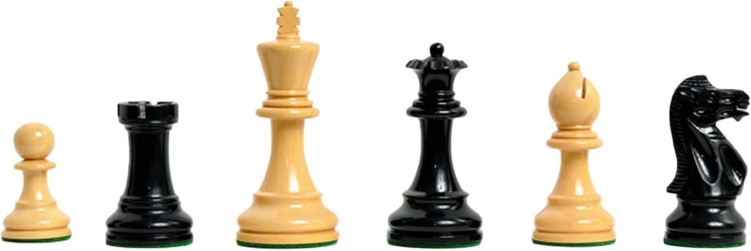 The House of Staunton - The Grandmaster II Series Chess Set - Pieces Only - 4.0" King - Black and Natural Lacquered