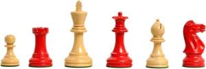 The House of Staunton - The Grandmaster II Series Chess Set - Pieces Only - 4.0" King - Red and Natural Lacquered